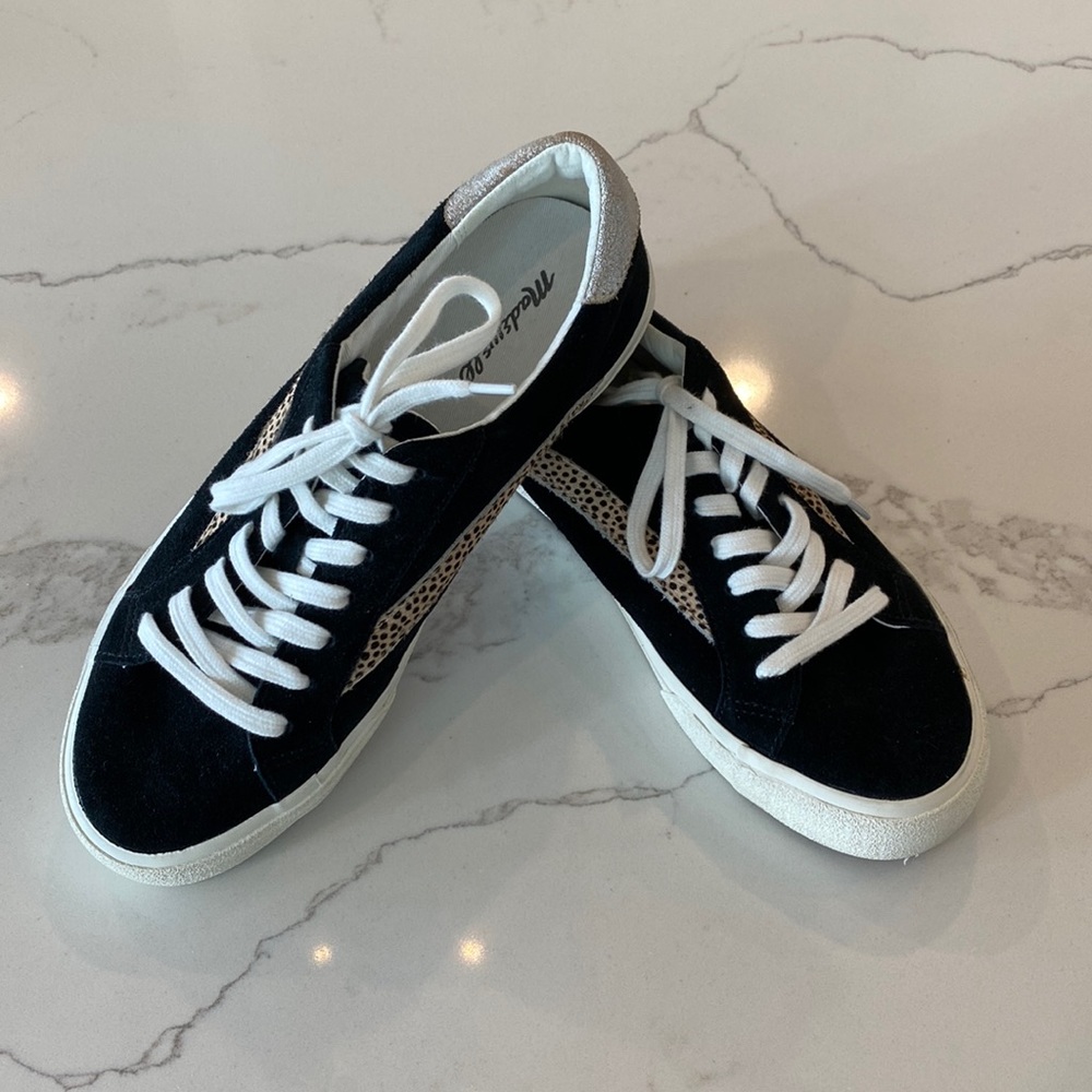 Madewell Black Suede Leopard Sneakers Size 9